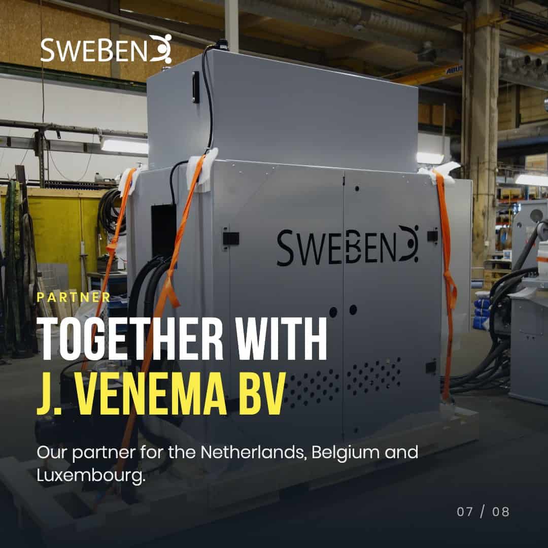 SweBend VSB3-70 CNC electrical cabinet on its pallet, sold through SweBend partner J. Venema Bv